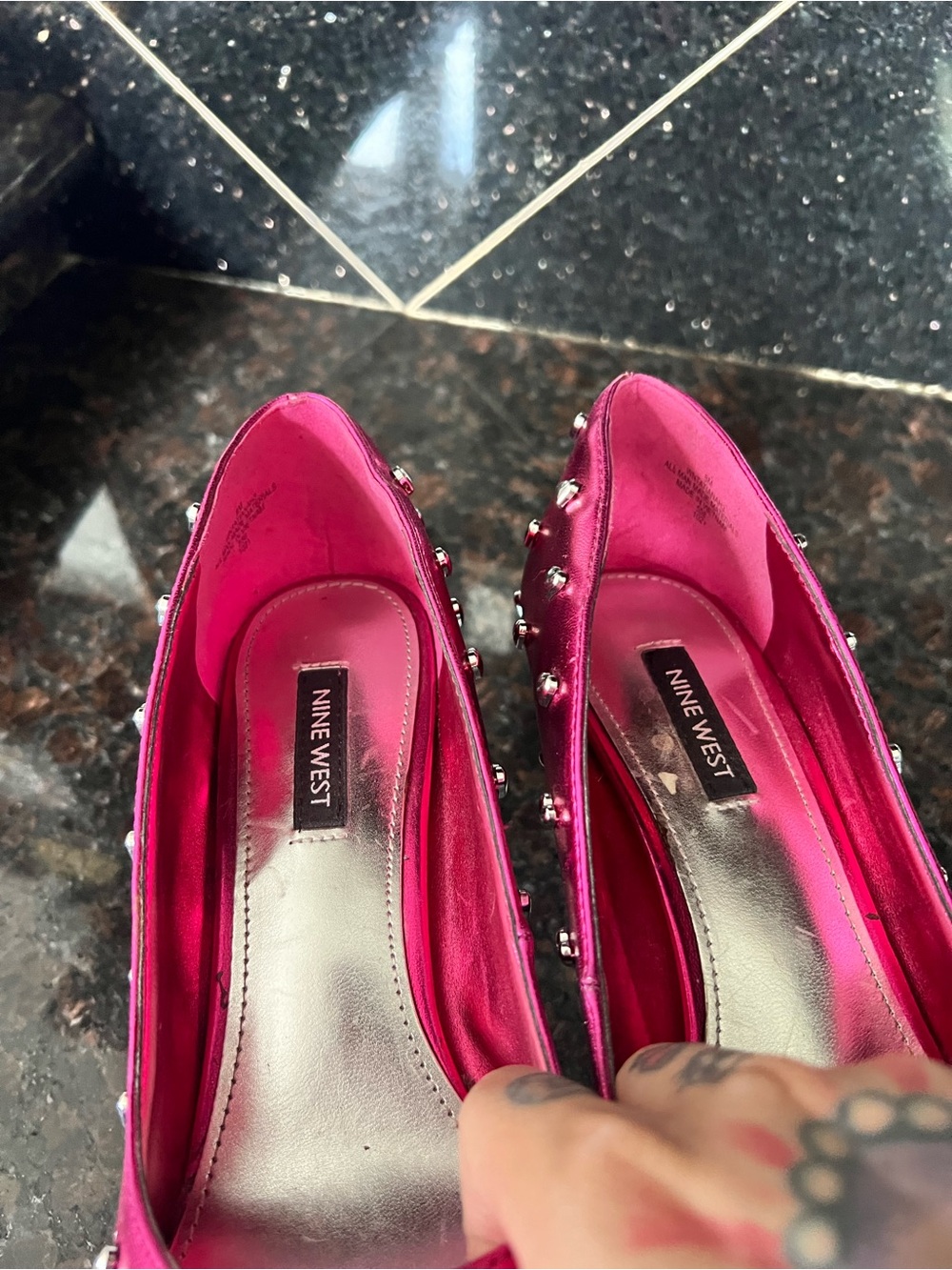 Nine West Hot Pink Heart Studded Heels - Picture 7 of 7